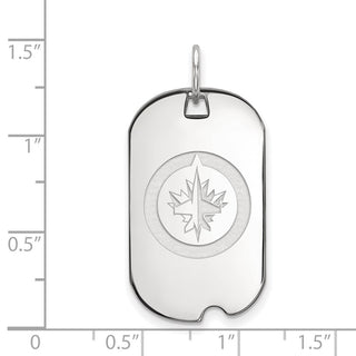 Sterling Silver Rhodium-plated NHL LogoArt Winnipeg Jets Small Dog Tag Pendant