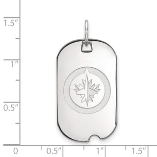 Sterling Silver Rhodium-plated NHL LogoArt Winnipeg Jets Small Dog Tag Pendant
