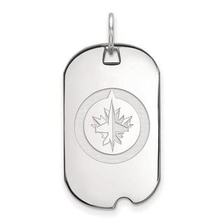 Sterling Silver Rhodium-plated NHL LogoArt Winnipeg Jets Small Dog Tag Pendant