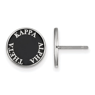 Sterling Silver Rhodium-plated LogoArt Kappa Alpha Theta Sorority Text Color Enamel Post Earrings SS019KAT