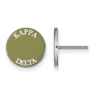 Sterling Silver Rhodium-plated LogoArt Kappa Delta Sorority Text Color Enamel Post Earrings SS019KD