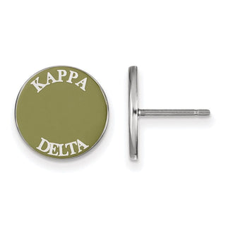 Sterling Silver Rhodium-plated LogoArt Kappa Delta Sorority Text Color Enamel Post Earrings SS019KD