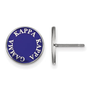 Sterling Silver Rhodium-plated LogoArt Kappa Kappa Gamma Sorority Text Color Enamel Post Earrings SS019KKG