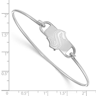 Sterling Silver Rhodium-plated NHL LogoArt Seattle Kraken Wire Bangle Bracelet