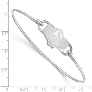 Sterling Silver Rhodium-plated NHL LogoArt Seattle Kraken Wire Bangle Bracelet