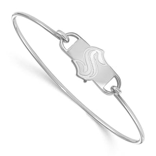 Sterling Silver Rhodium-plated NHL LogoArt Seattle Kraken Wire Bangle Bracelet