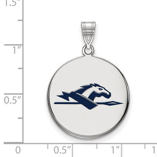 Sterling Silver Rhodium-plated LogoArt Longwood University Horse Large Enameled Disc Pendant