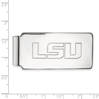 Sterling Silver Rhodium-plated LogoArt Louisiana State University L-S-U Money Clip