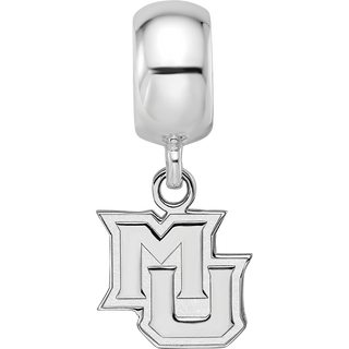 Sterling Silver Rhodium-plated LogoArt Marquette University M-U Extra Small Dangle Bead Charm