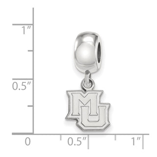 Sterling Silver Rhodium-plated LogoArt Marquette University M-U Extra Small Dangle Bead Charm