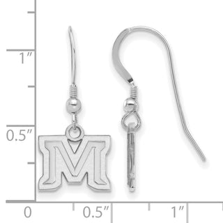 Sterling Silver Rhodium-plated LogoArt Montana State University Letter M Extra Small Dangle Wire Earrings