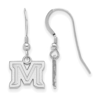 Sterling Silver Rhodium-plated LogoArt Montana State University Letter M Extra Small Dangle Wire Earrings