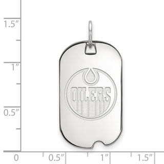Sterling Silver Rhodium-plated NHL LogoArt Edmonton Oilers Small Dog Tag Pendant