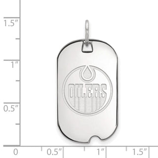 Sterling Silver Rhodium-plated NHL LogoArt Edmonton Oilers Small Dog Tag Pendant