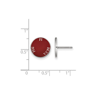 Sterling Silver Rhodium-plated LogoArt Pi Beta Phi Sorority Text Color Enamel Post Earrings SS019PBP