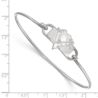 Sterling Silver Rhodium-plated NHL LogoArt Pittsburgh Penguins Small Center 7 inch Wire Bangle Bracelet