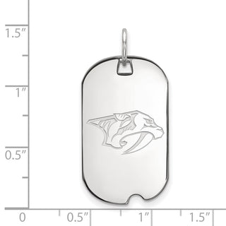 Sterling Silver Rhodium-plated NHL LogoArt Nashville Predators Small Dog Tag Pendant