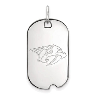 Sterling Silver Rhodium-plated NHL LogoArt Nashville Predators Small Dog Tag Pendant