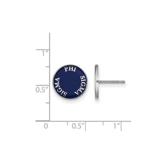 Sterling Silver Rhodium-plated LogoArt Phi Sigma Sigma Sorority Text Color Enamel Post Earrings SS019PSS