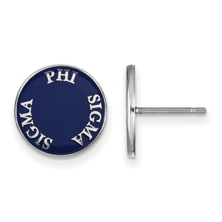 Sterling Silver Rhodium-plated LogoArt Phi Sigma Sigma Sorority Text Color Enamel Post Earrings SS019PSS