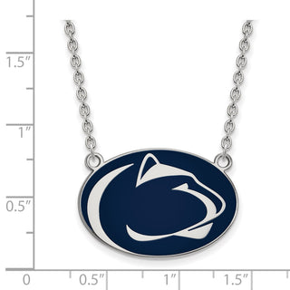 Sterling Silver Rhodium-plated LogoArt Penn State University Lion Large Enameled Pendant 18 inch Necklace