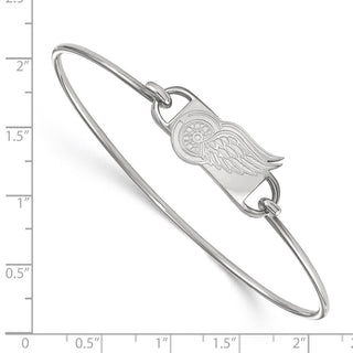 Sterling Silver Rhodium-plated NHL LogoArt Detroit Red Wings Small Center 7 inch Wire Bangle Bracelet