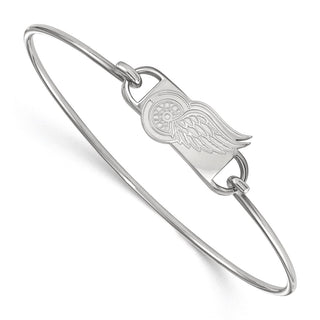 Sterling Silver Rhodium-plated NHL LogoArt Detroit Red Wings Small Center 7 inch Wire Bangle Bracelet