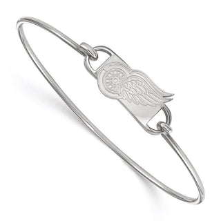 Sterling Silver Rhodium-plated NHL LogoArt Detroit Red Wings Small Center 7 inch Wire Bangle Bracelet