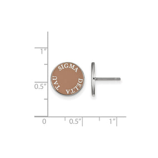 Sterling Silver Rhodium-plated LogoArt Sigma Delta Tau Sorority Text Color Enamel Post Earrings SS019SDT
