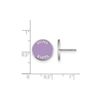 Sterling Silver Rhodium-plated LogoArt Sigma Kappa Sorority Text Color Enamel Post Earrings SS019SKP