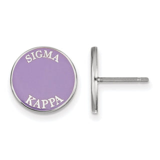 Sterling Silver Rhodium-plated LogoArt Sigma Kappa Sorority Text Color Enamel Post Earrings SS019SKP