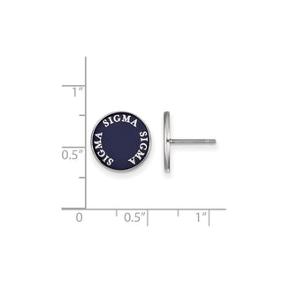 Sterling Silver Rhodium-plated LogoArt Sigma Sigma Sigma Sorority Text Color Enamel Post Earrings SS019SSS