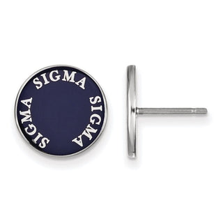 Sterling Silver Rhodium-plated LogoArt Sigma Sigma Sigma Sorority Text Color Enamel Post Earrings SS019SSS