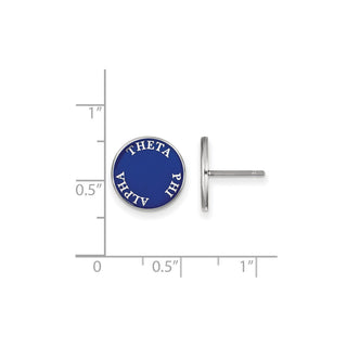Sterling Silver Rhodium-plated LogoArt Theta Phi Alpha Sorority Text Color Enamel Post Earrings SS019TPA