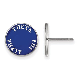 Sterling Silver Rhodium-plated LogoArt Theta Phi Alpha Sorority Text Color Enamel Post Earrings SS019TPA