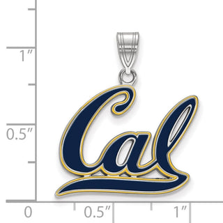 Sterling Silver Rhodium-plated LogoArt University of California Berkeley Large Enameled Pendant