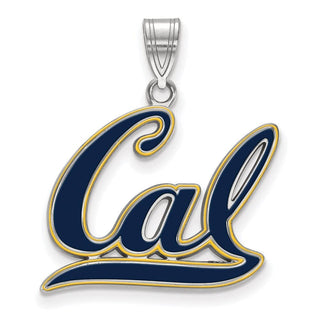 Sterling Silver Rhodium-plated LogoArt University of California Berkeley Large Enameled Pendant