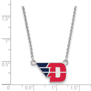 Sterling Silver Rhodium-plated LogoArt University of Dayton Small Enameled Pendant 18 inch Necklace