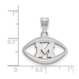 Sterling Silver Rhodium-plated LogoArt University of Michigan Letter M Football Pendant SS019UM