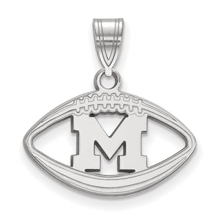 Sterling Silver Rhodium-plated LogoArt University of Michigan Letter M Football Pendant SS019UM