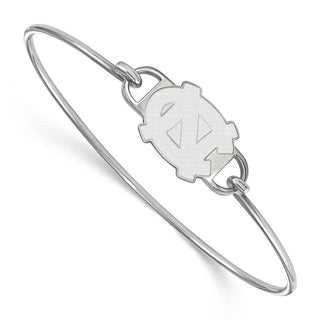 Sterling Silver Rhodium-plated LogoArt University of North Carolina N-C Small Center 7 inch Wire Bangle Bracelet
