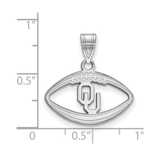Sterling Silver Rhodium-plated LogoArt University of Oklahoma O-U Football Pendant SS019UOK