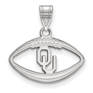 Sterling Silver Rhodium-plated LogoArt University of Oklahoma O-U Football Pendant SS019UOK