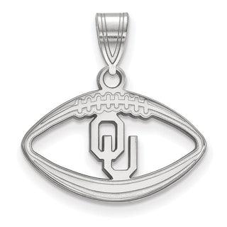 Sterling Silver Rhodium-plated LogoArt University of Oklahoma O-U Football Pendant SS019UOK