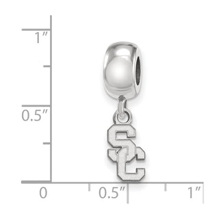 Sterling Silver Rhodium-plated LogoArt University of Southern California S-C Extra Small Dangle Bead Charm