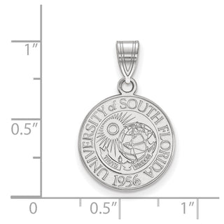 Sterling Silver Rhodium-plated LogoArt University of South Florida Medium Crest Pendant