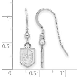 Sterling Silver Rhodium-plated NHL LogoArt Vegas Golden Knights Extra Small Dangle Wire Earrings