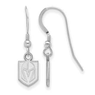 Sterling Silver Rhodium-plated NHL LogoArt Vegas Golden Knights Extra Small Dangle Wire Earrings