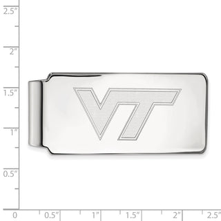 Sterling Silver Rhodium-plated LogoArt Virginia Tech V-T Money Clip