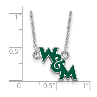 Sterling Silver Rhodium-plated LogoArt College of William and Mary Small Enameled Pendant 18 inch Necklace